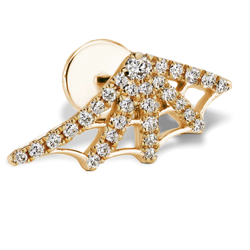 Diamond Web Threaded Stud Earring With Titanium Backing - Image 18