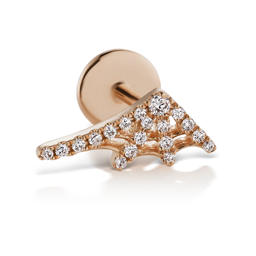 Diamond Web Threaded Stud Earring With Titanium Backing - Image 25
