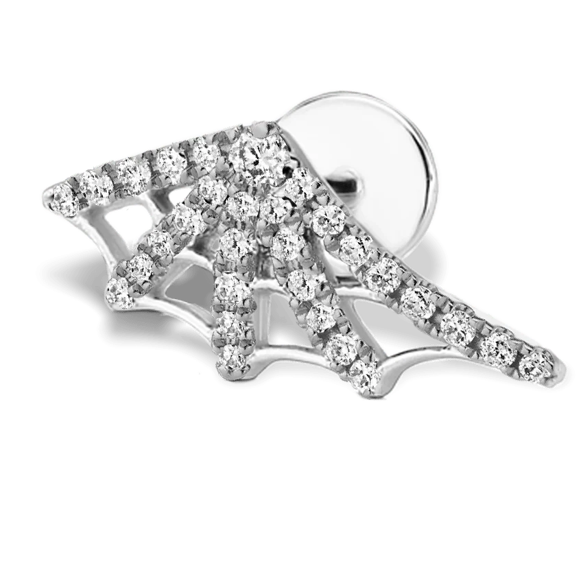 Diamond Web Threaded Stud Earring With Titanium Backing - Image 5
