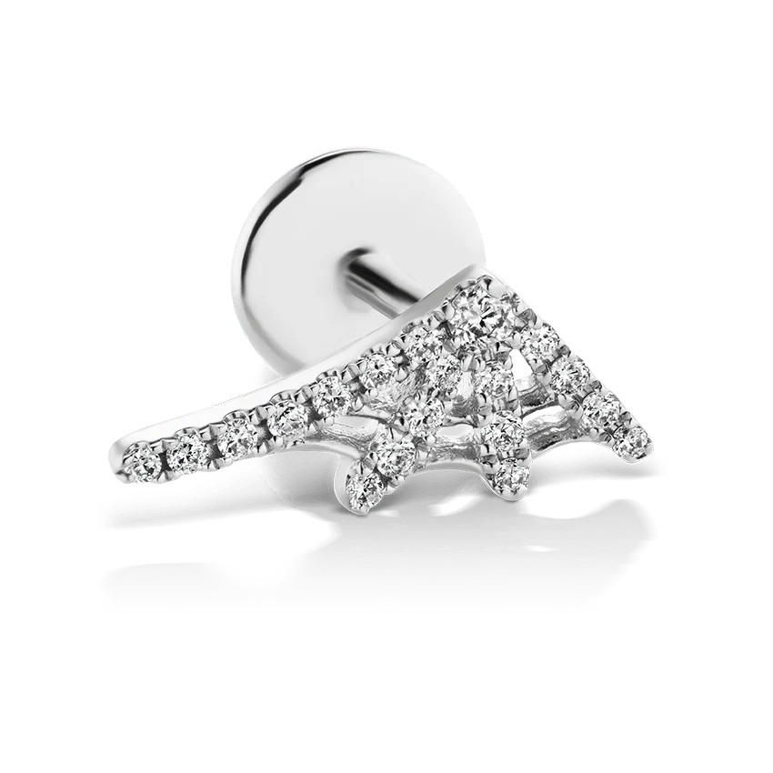 Diamond Web Threaded Stud Earring With Titanium Backing - Image 7