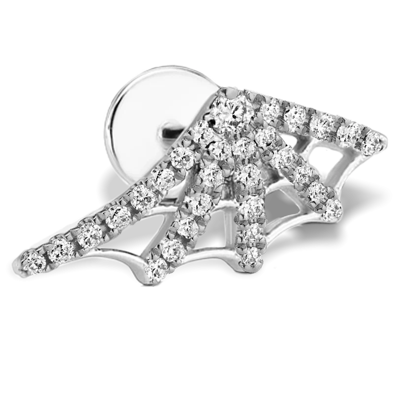 Diamond Web Threaded Stud Earring With Titanium Backing - Image 9