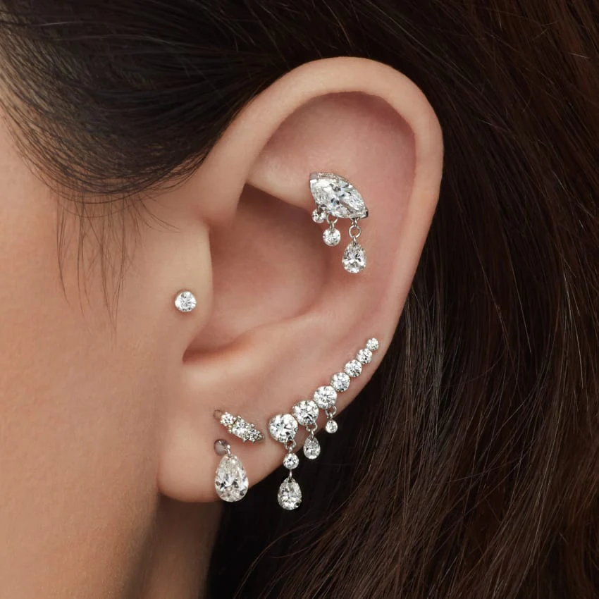 18mm Curved Crescendo Bar Invisible Set Diamond Ear Climber - Image 23