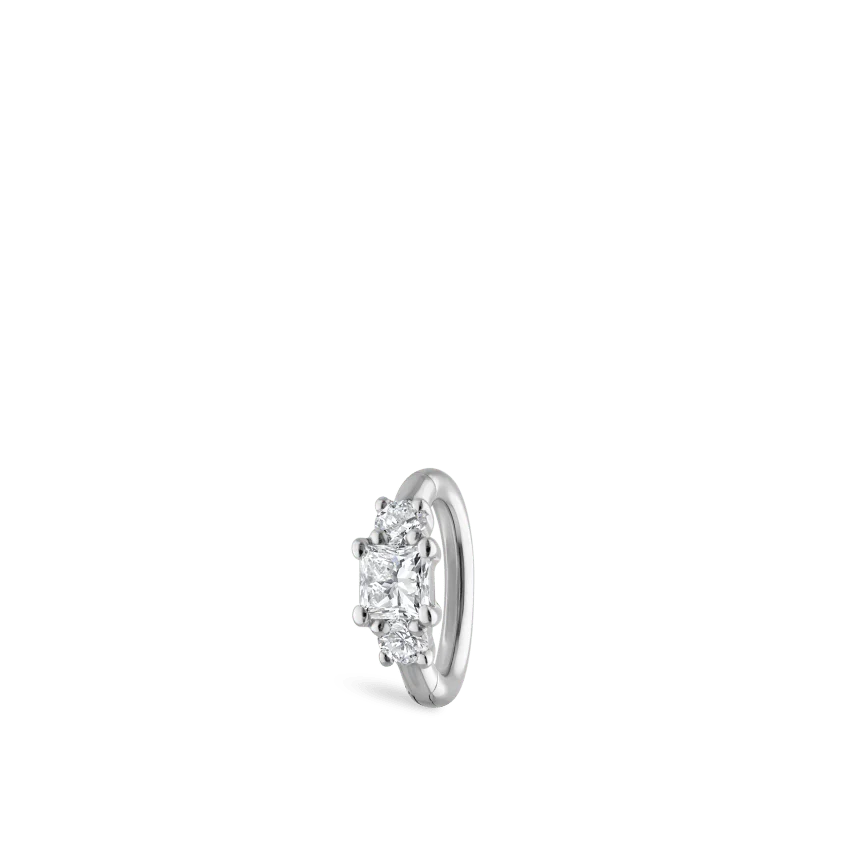 2mm Diamond Princess Hoop Earring - Image 2