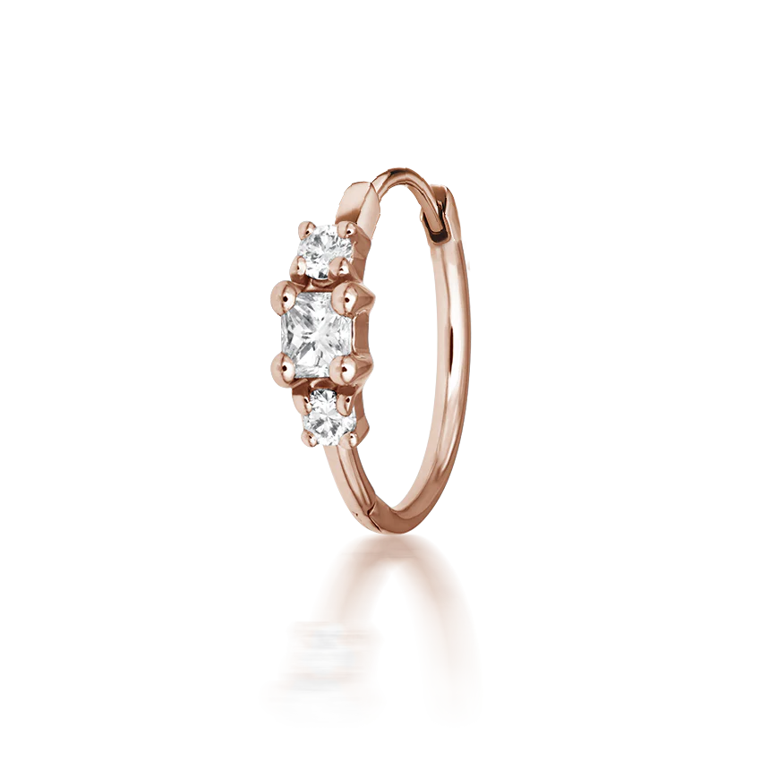2mm Princess Diamond Hoop Earring (Non-Rotating)