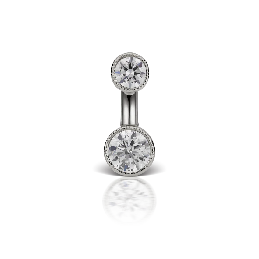 Scallop Set Cubic Zirconia Engraved Rook Barbell - Image 12