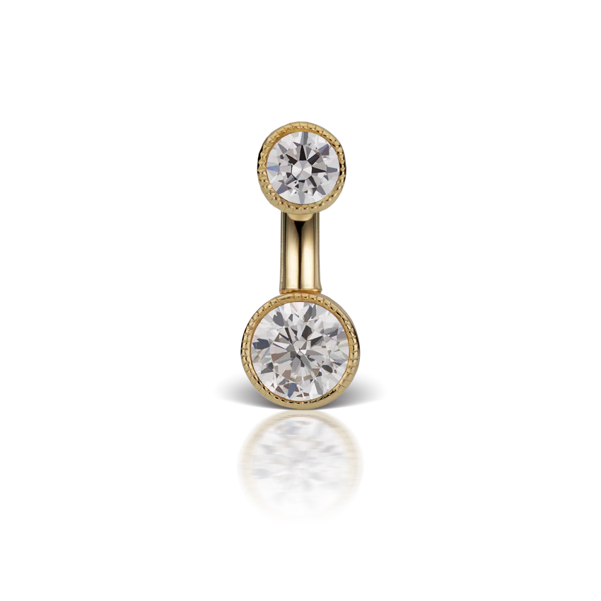 Scallop Set Cubic Zirconia Engraved Rook Barbell - Image 20