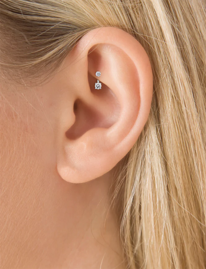 Prong Set Cubic Zirconia Rook Barbell - Image 4