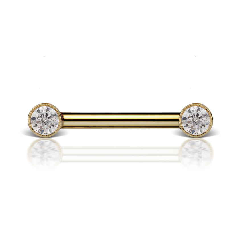 Cubic Zirconia Engraved Nipple Barbell - Image 21