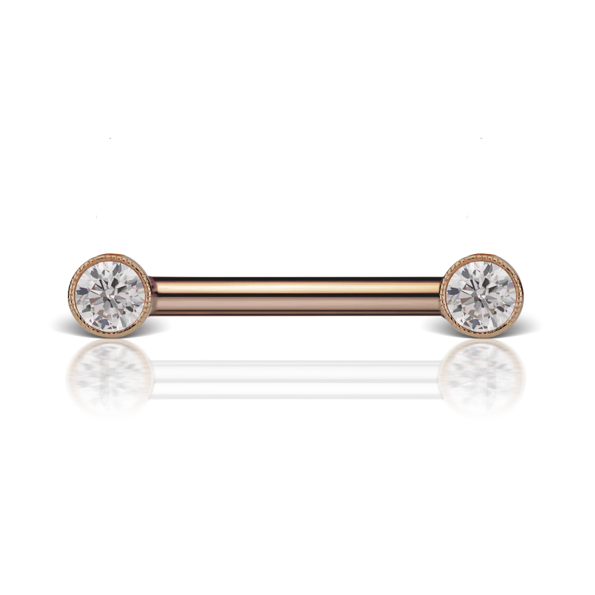 Cubic Zirconia Engraved Nipple Barbell - Image 30