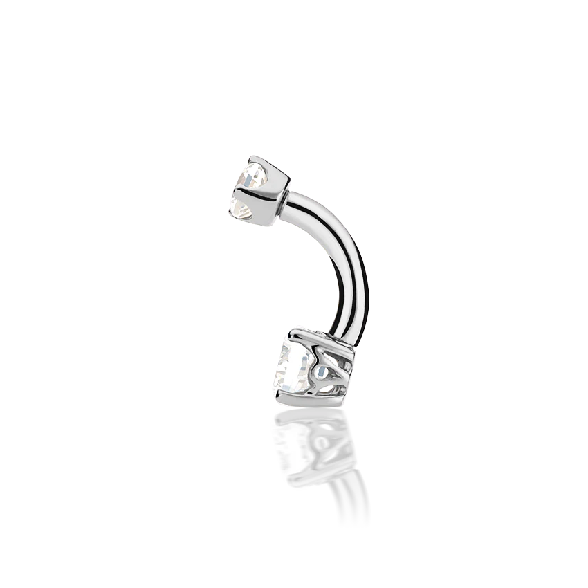 Cubic Zirconia Prong Solitaire Barbell - Image 3