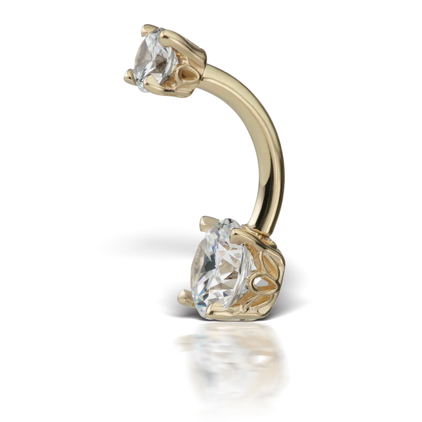 Cubic Zirconia Prong Solitaire Barbell - Image 31