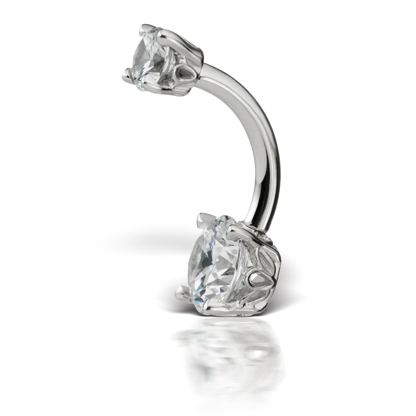 Cubic Zirconia Prong Solitaire Barbell - Image 6