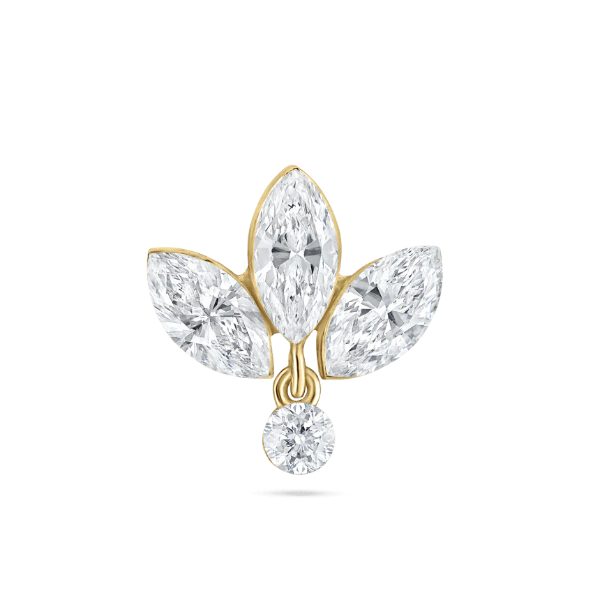 Invisible Set Diamond Lotus Dangle Stud Earring - Image 5
