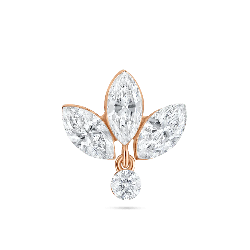 Invisible Set Diamond Lotus Dangle Stud Earring - Image 7