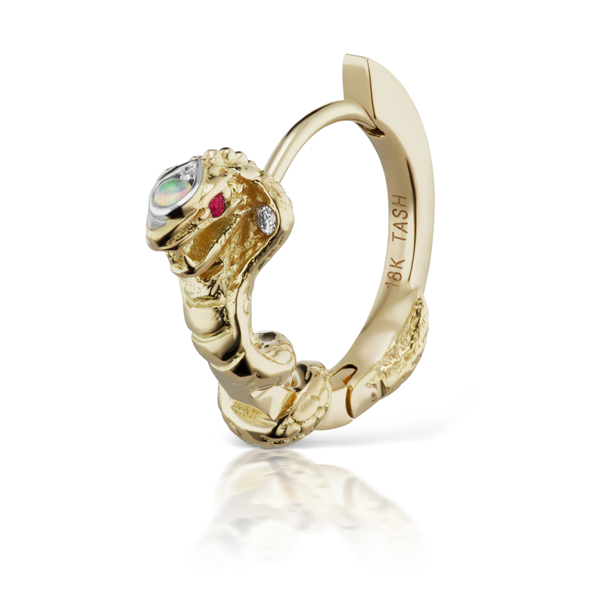 8mm Cobra Clicker with Opal Head and Ruby Eyes - Image 7