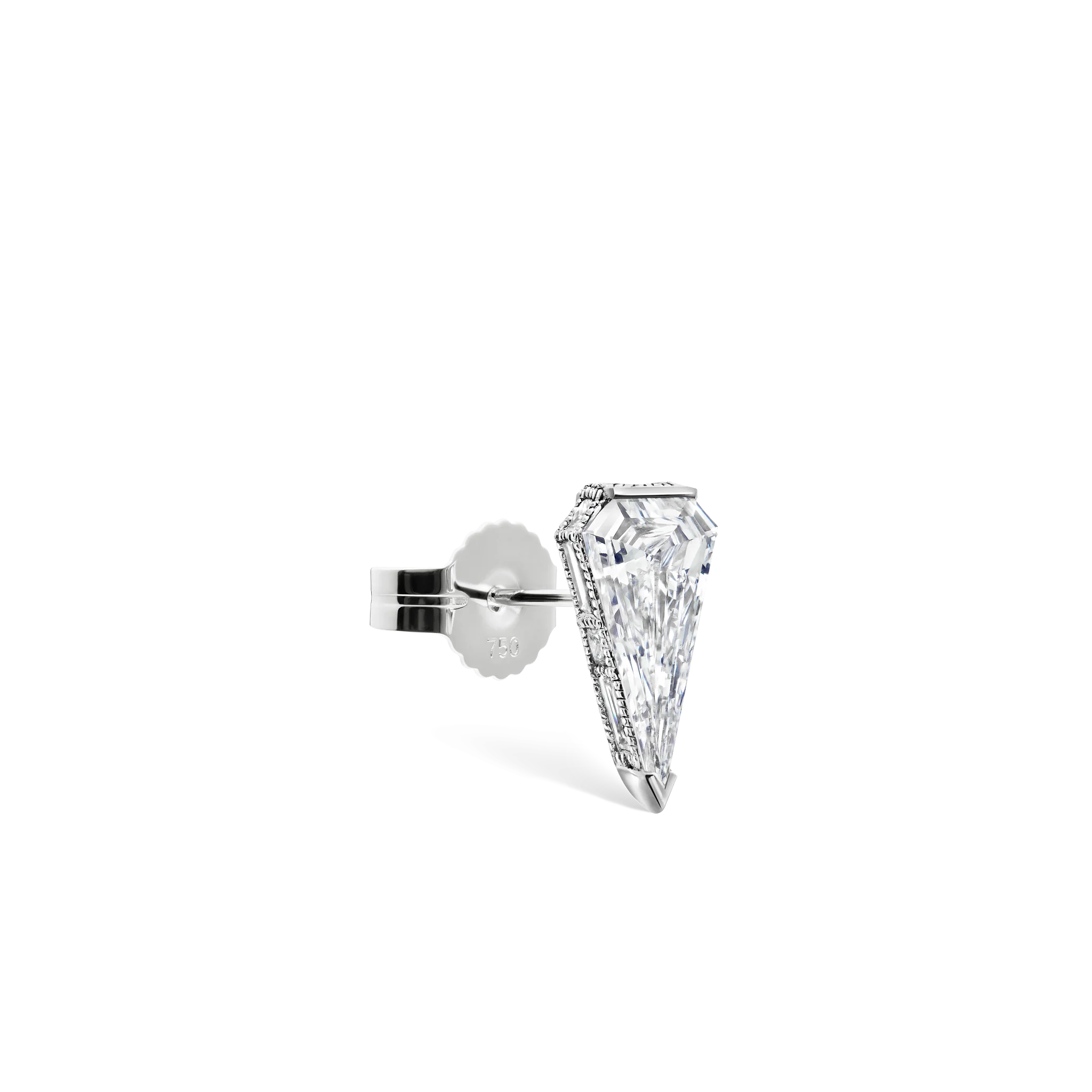 Engraved Silhouette Diamond Stud Earring - Image 5