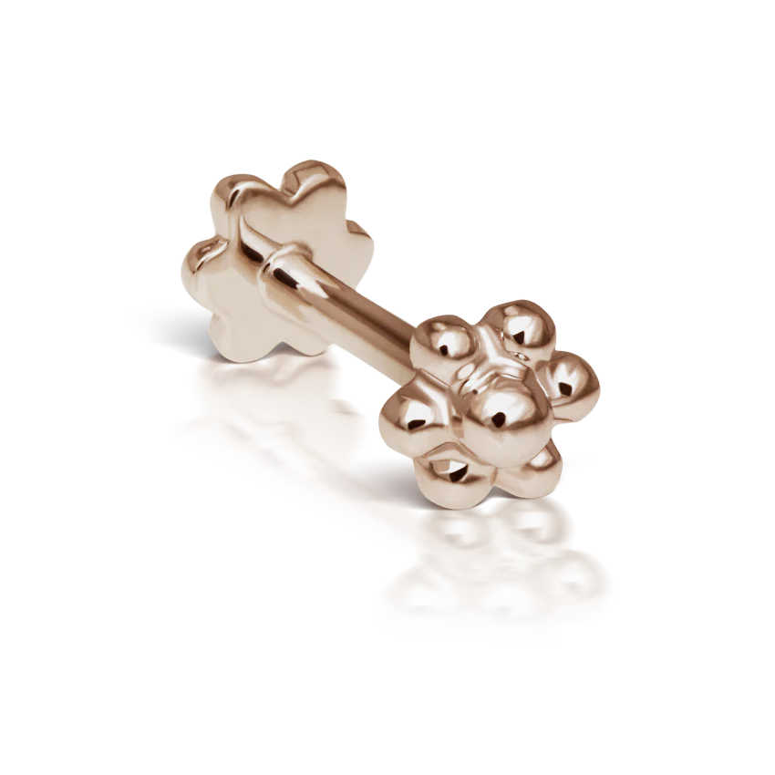 Ball Flower Threaded Stud Earring With Titanium Backing - Image 3