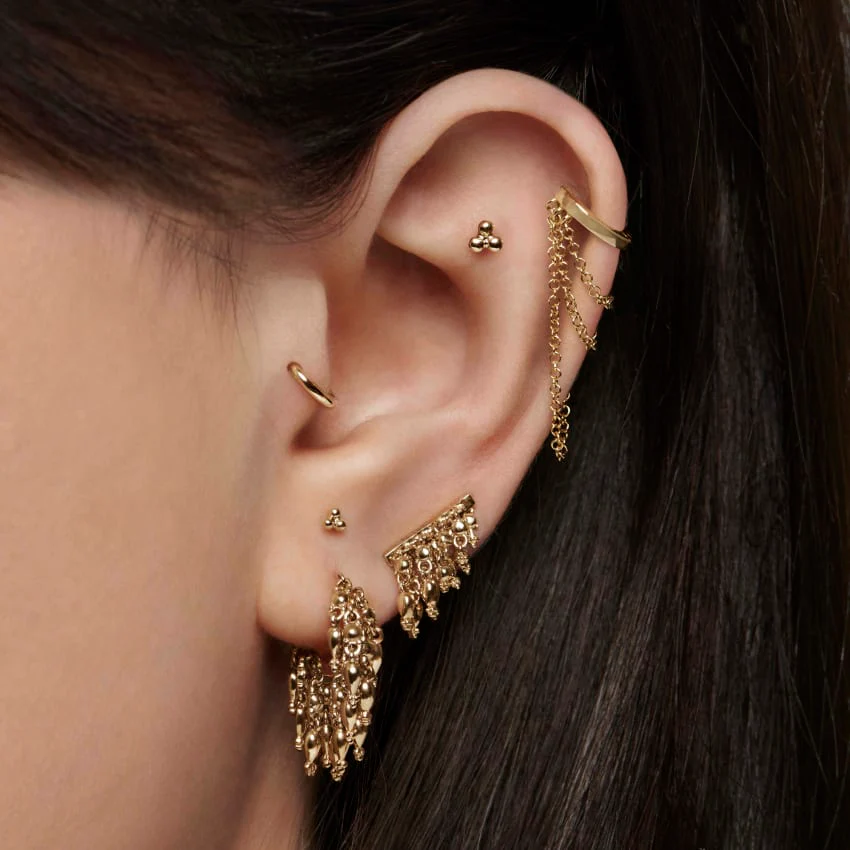 Ball Trinity Threaded Stud Earring With Titanium Backing - Image 32