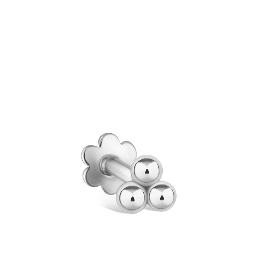 Ball Trinity Threaded Stud Earring With Titanium Backing - Image 8