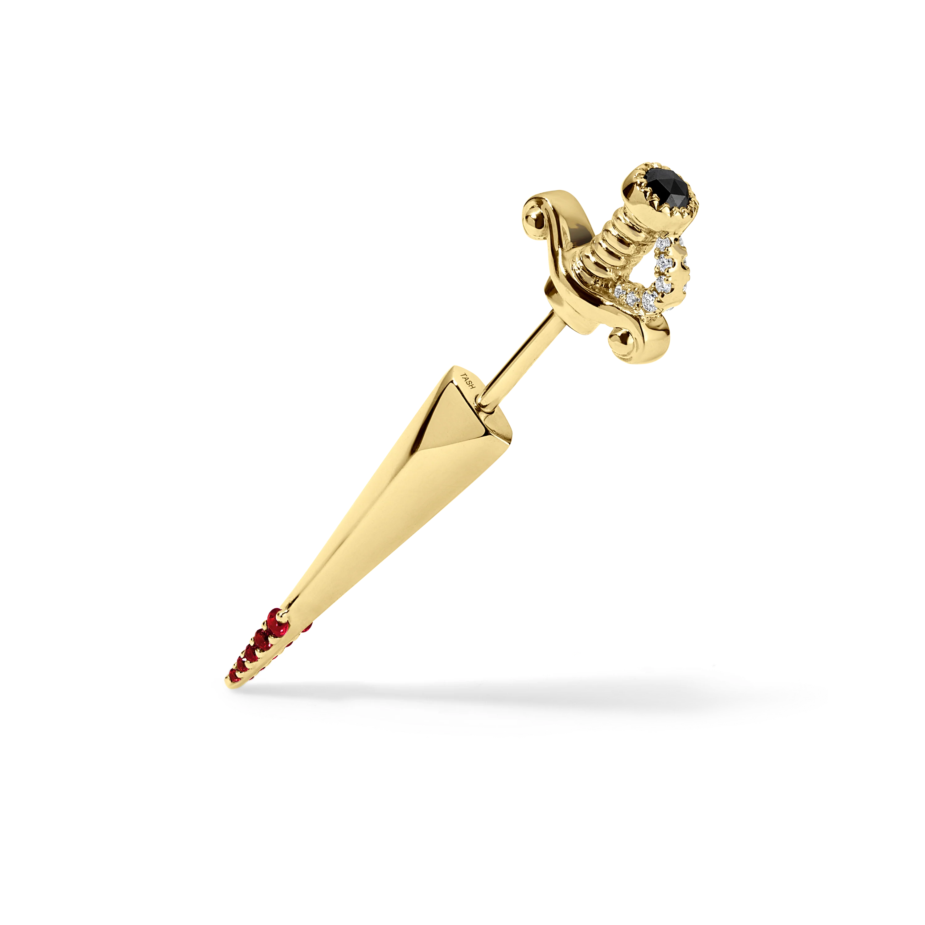 Black and White Diamond Long Sword with Ruby Drops Earstud - Image 20