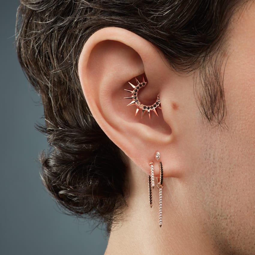 Black Diamond Eternity Hoop Earring - Image 12