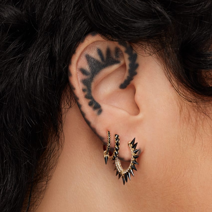 Black Diamond Eternity Hoop Earring - Image 5