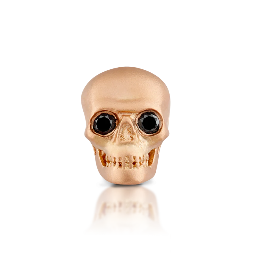 Black Diamond Eye Matte Skull Threaded Stud Earring - Image 10