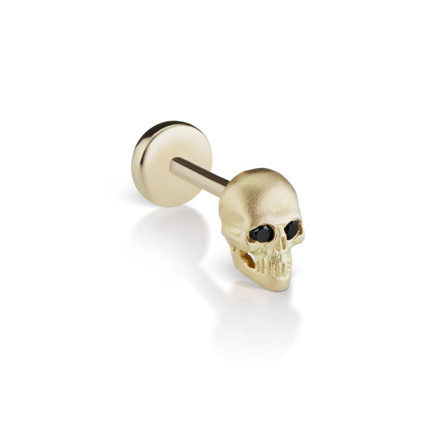 Black Diamond Eye Matte Skull Threaded Stud Earring - Image 5