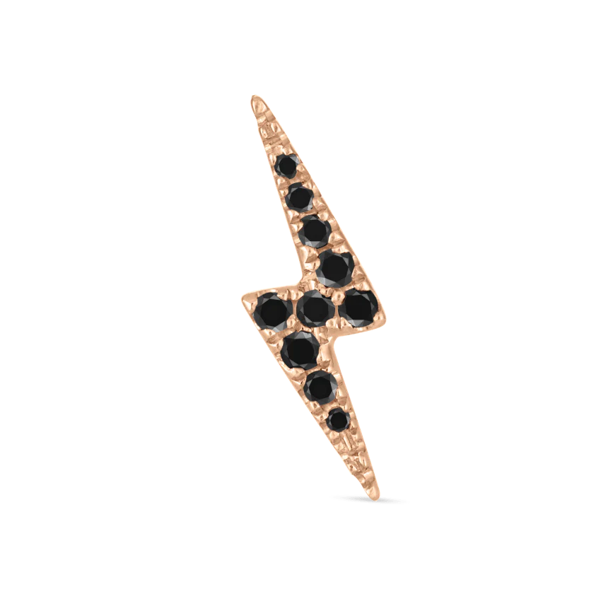 Black Diamond Lightning Bolt Stud Earring - Image 8