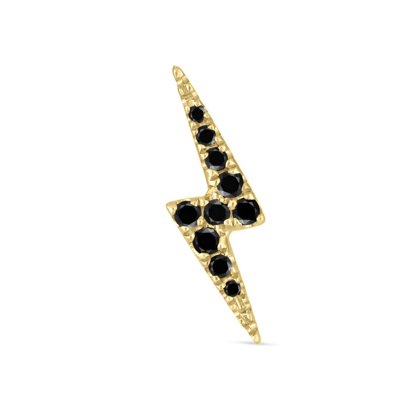 Black Diamond Lightning Bolt Threaded Stud Earring - Image 11