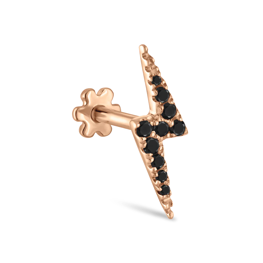 Black Diamond Lightning Bolt Threaded Stud Earring - Image 12