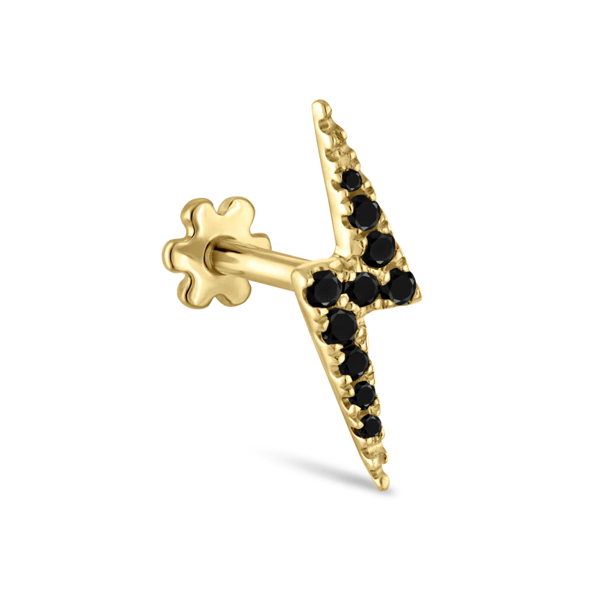 Black Diamond Lightning Bolt Threaded Stud Earring - Image 8
