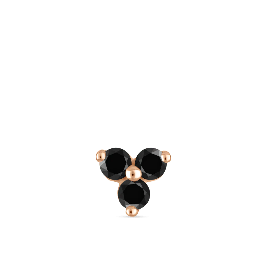 Black Diamond Trinity Threaded Stud Earring With Titanium Backing - Image 17