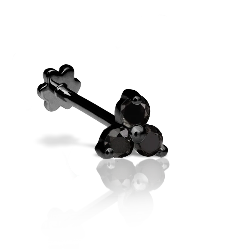 Black Diamond Trinity Threaded Stud Earring With Titanium Backing - Image 18