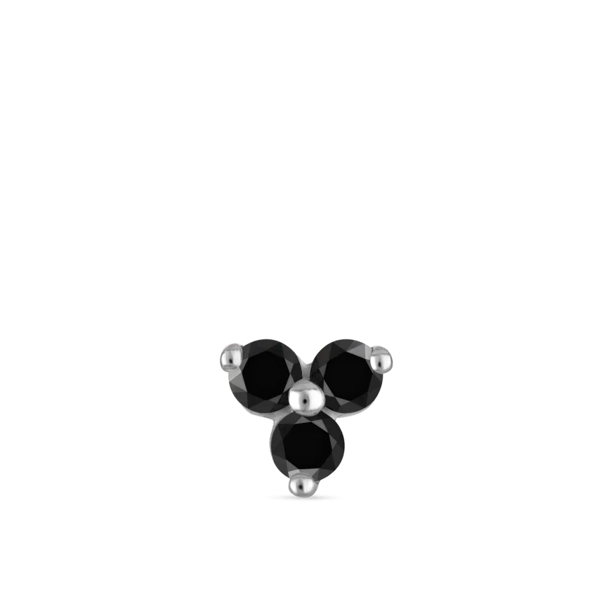 Black Diamond Trinity Threaded Stud Earring With Titanium Backing - Image 7