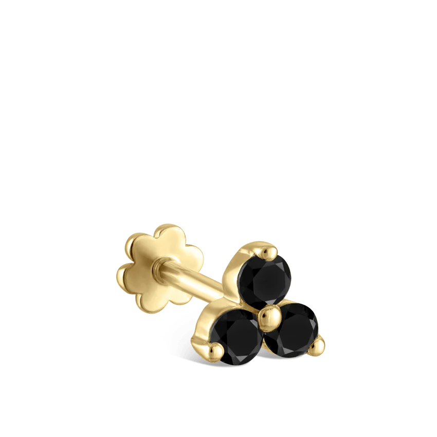 Black Diamond Trinity Threaded Stud Earring With Titanium Backing - Image 8