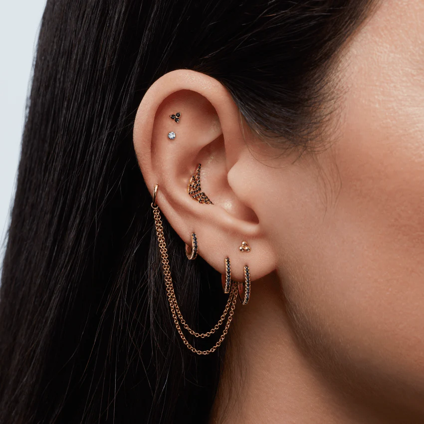 Black Diamond Web Threaded Stud Earring - Image 4