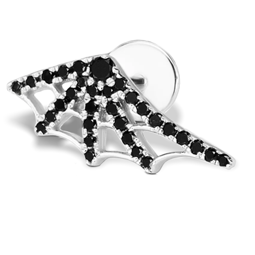 Black Diamond Web Threaded Stud Earring - Image 8