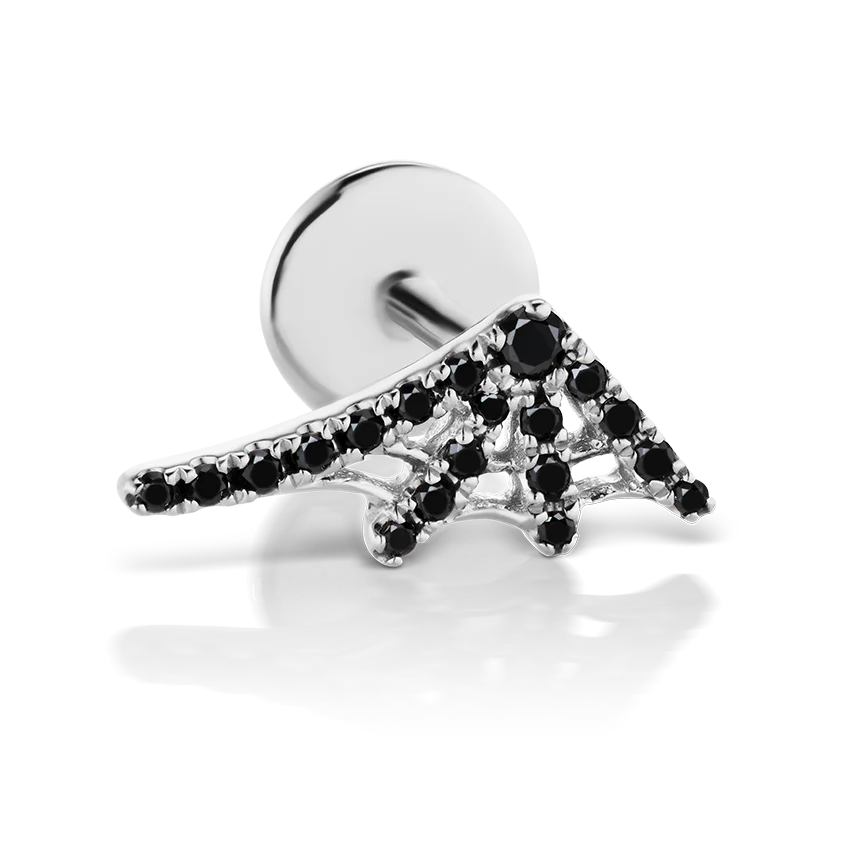 Black Diamond Web Threaded Stud Earring With Titanium Backing