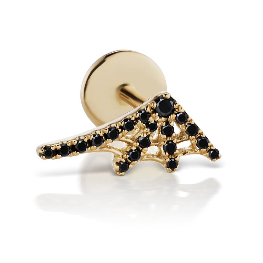 Black Diamond Web Threaded Stud Earring With Titanium Backing - Image 10