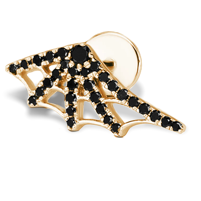 Black Diamond Web Threaded Stud Earring With Titanium Backing - Image 16