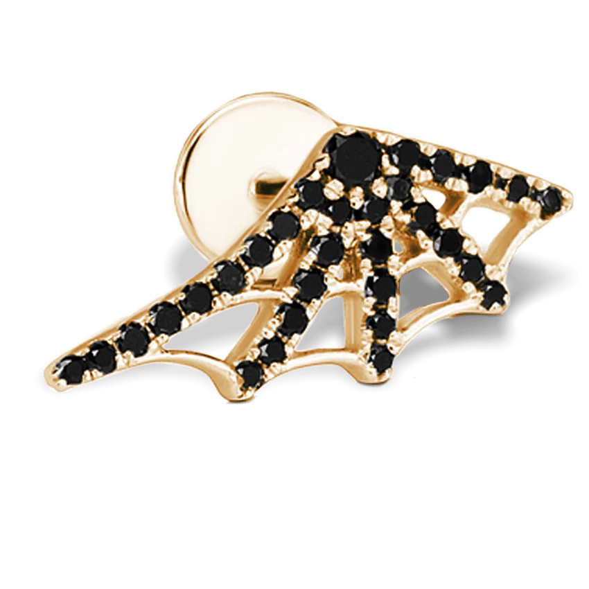 Black Diamond Web Threaded Stud Earring With Titanium Backing - Image 17