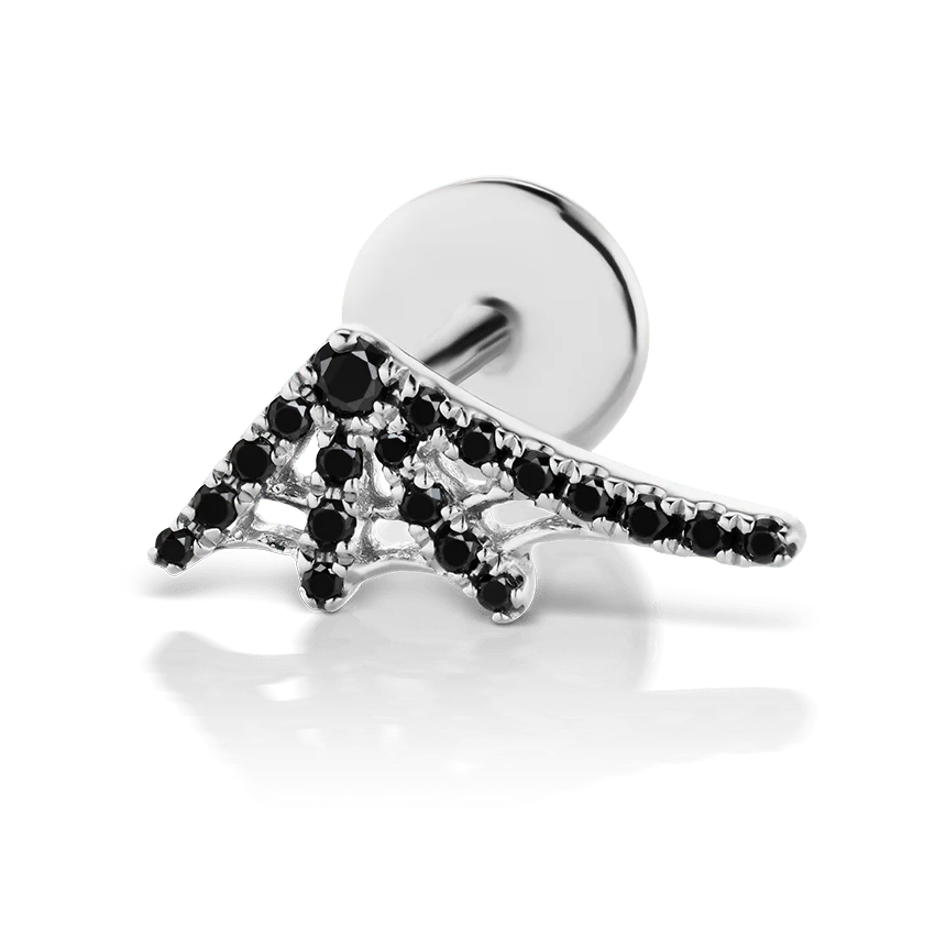 Black Diamond Web Threaded Stud Earring With Titanium Backing - Image 2