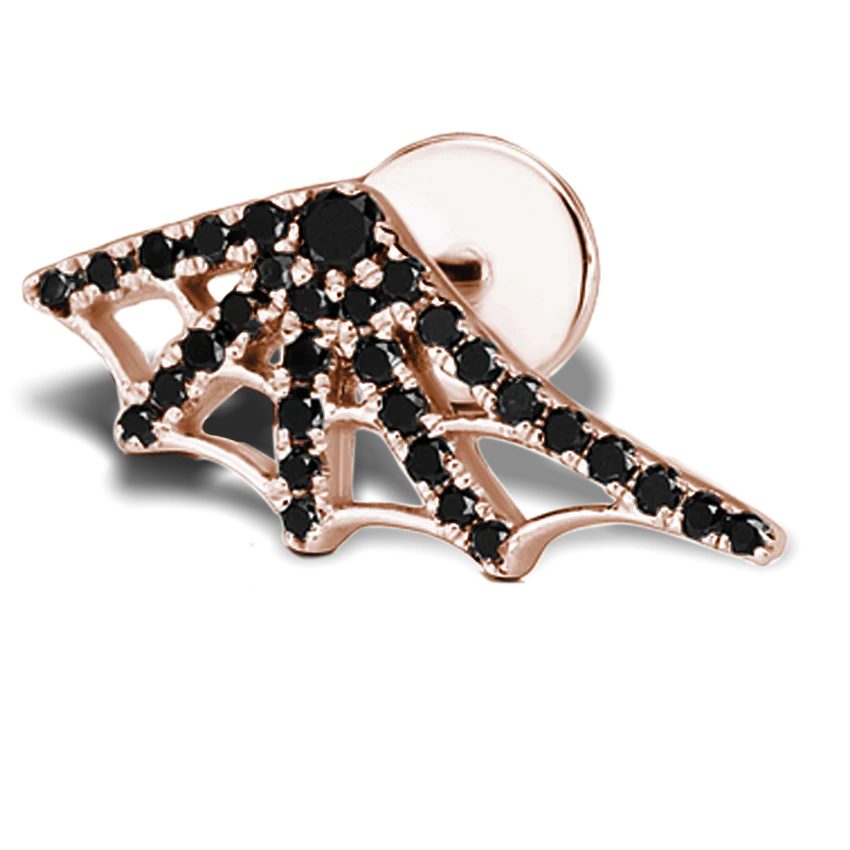 Black Diamond Web Threaded Stud Earring With Titanium Backing - Image 24