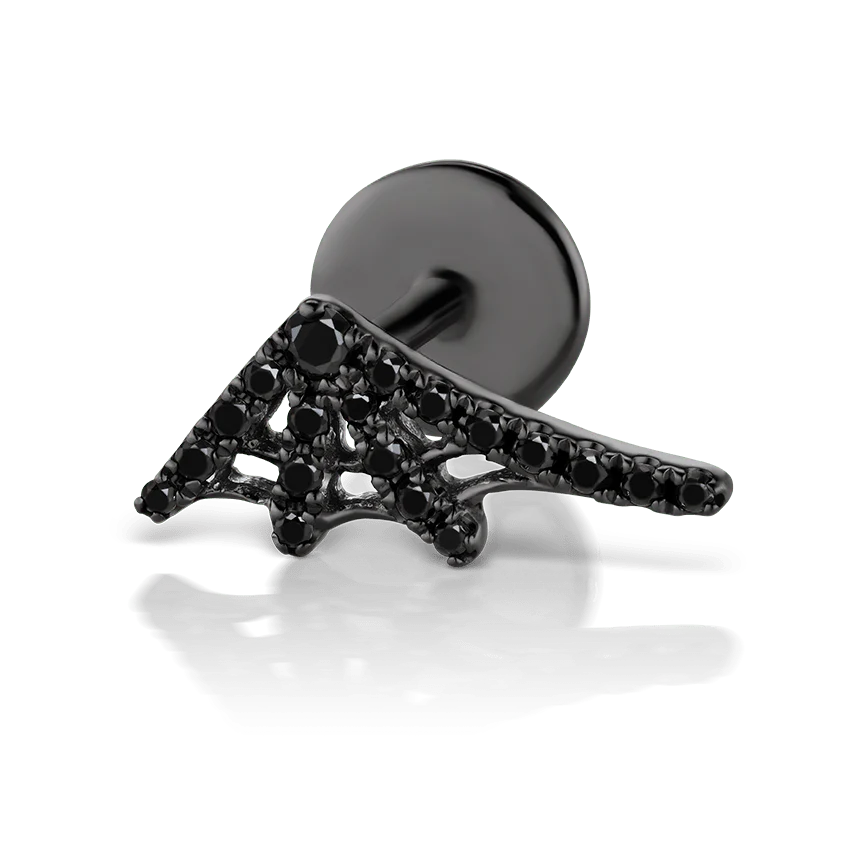 Black Diamond Web Threaded Stud Earring With Titanium Backing - Image 26