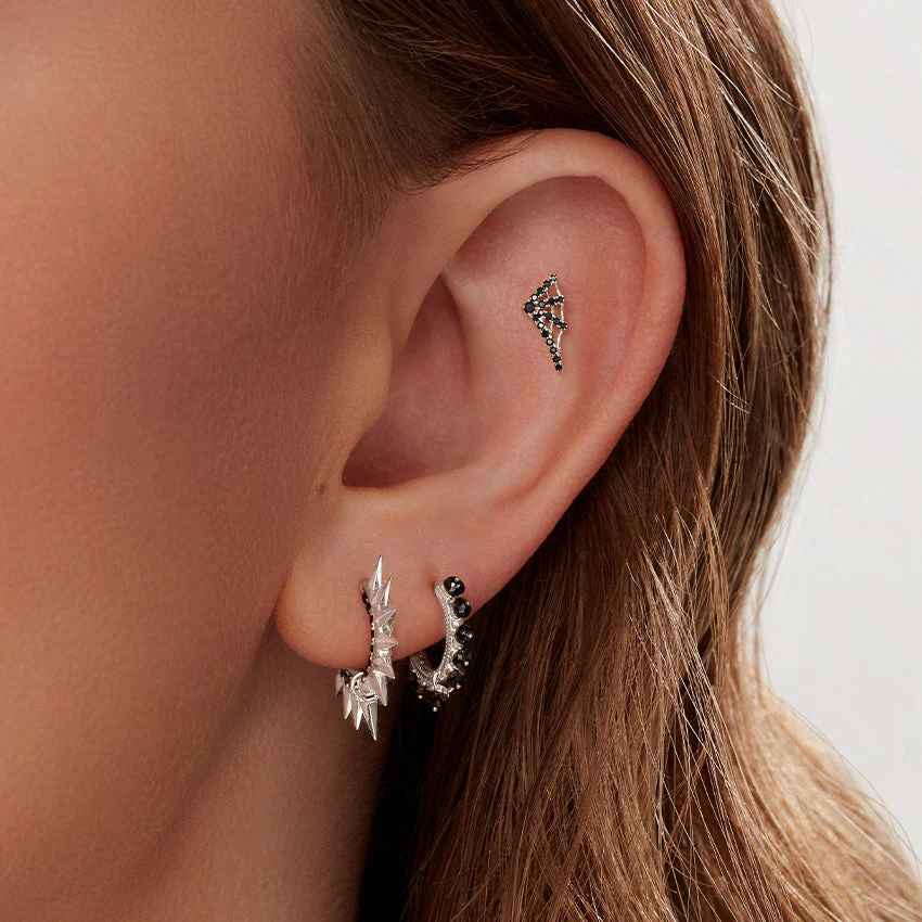 Black Diamond Web Threaded Stud Earring With Titanium Backing - Image 29