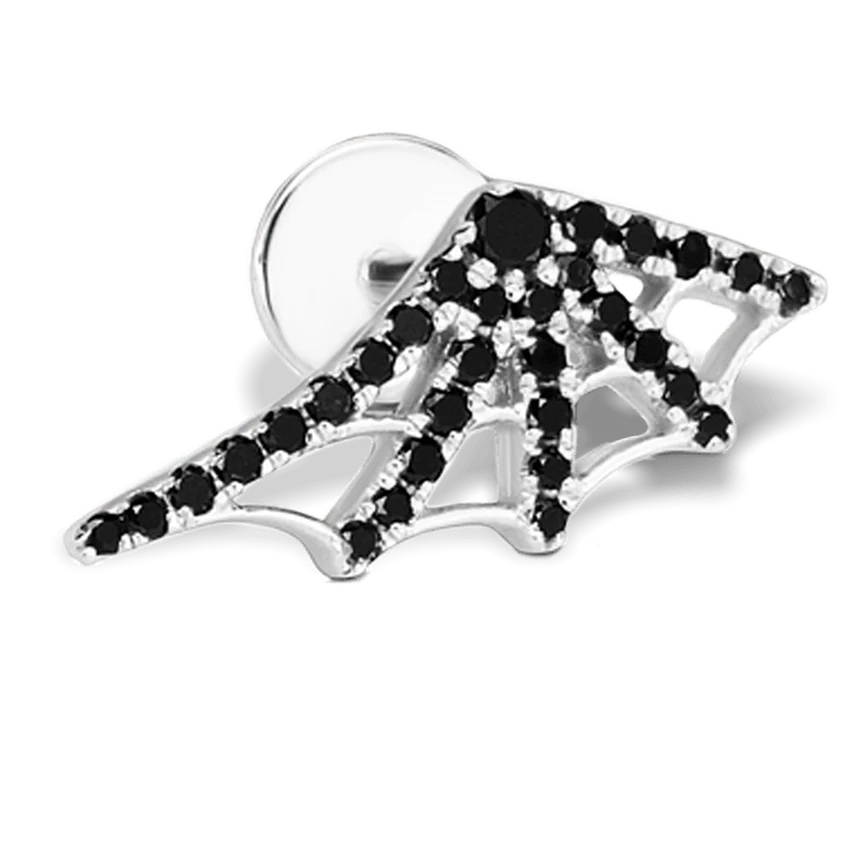 Black Diamond Web Threaded Stud Earring With Titanium Backing - Image 9