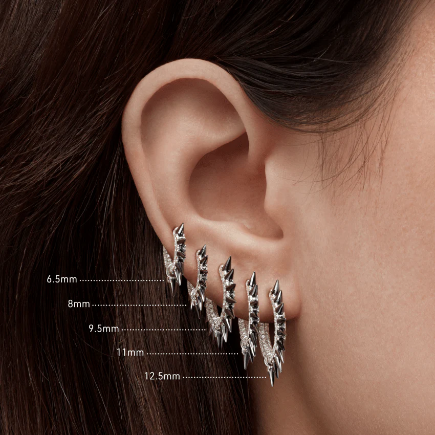 Black Moissanite Mohawk and Diamond Pavé Hoop Earring - Image 40