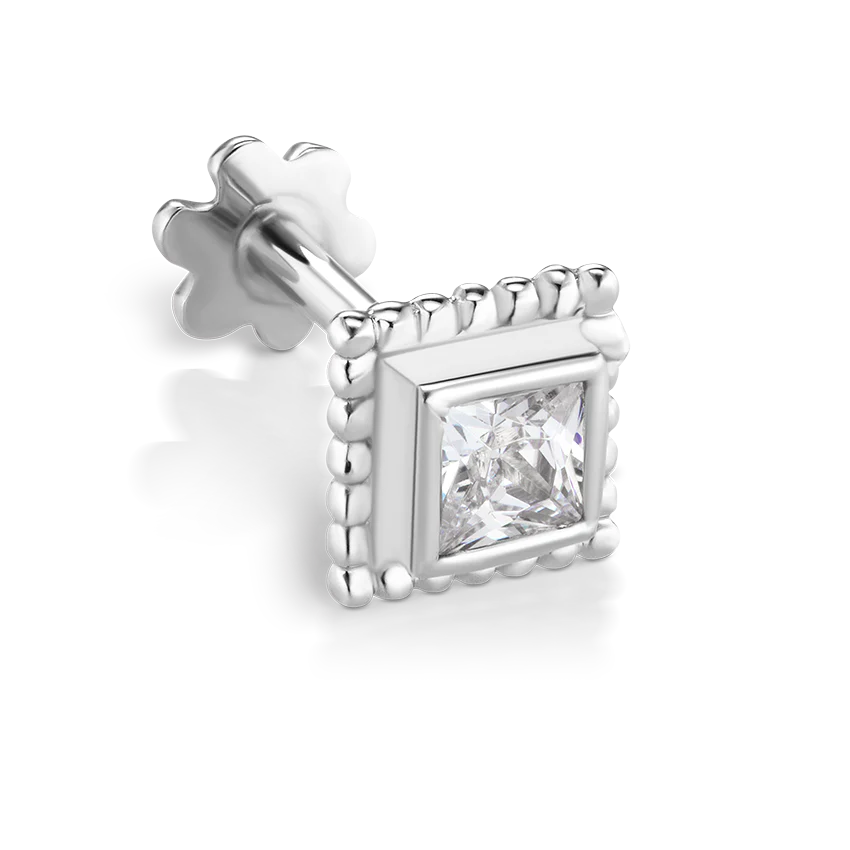 Cubic Zirconia Broken Braid Threaded Stud Earring With Titanium Backing
