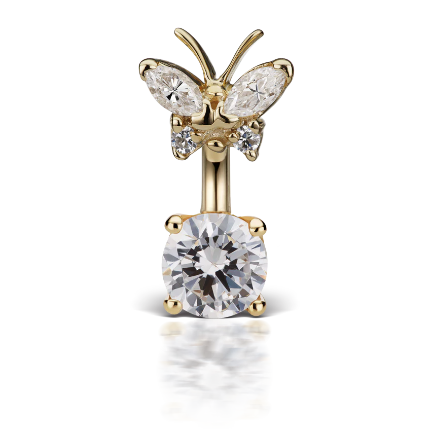 Cubic Zirconia Butterfly and 6mm Solitaire Barbell - Image 10